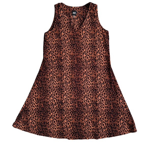 Anne Klein Dresses & Skirts - Anne Klein Brown Black Animal Print Sleeveless V-Neck Shift Dress Size 6